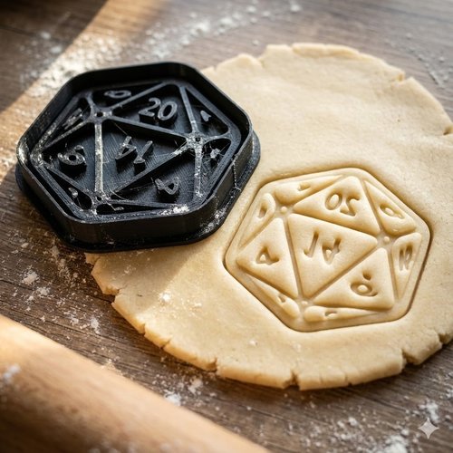 Emporte-pièce dé 20 faces - moule biscuit jeu de rôle d&d geek 8cm