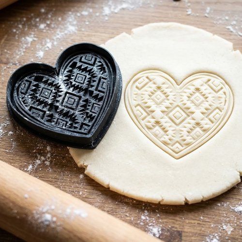 Emporte-pièce cœur géométrique - moule biscuit 8cm artisanal