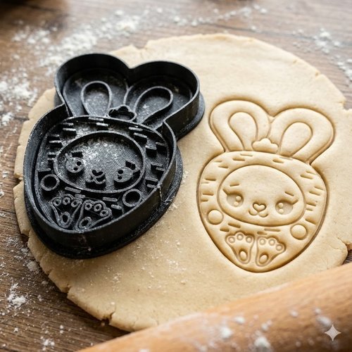 Emporte-pièce lapin kawaii - découpoir biscuit pâtisserie 8 cm