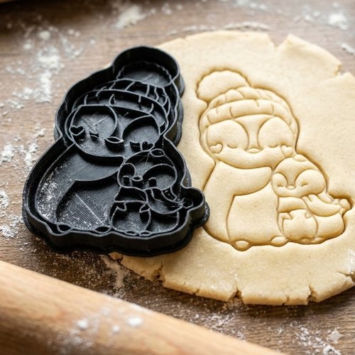 Emporte-pièce pingouin et bébé - moule biscuit hiver & noël 8cm