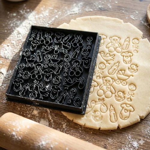 Emporte-pièce naissance multi-motifs - moule biscuits bébé 8cm