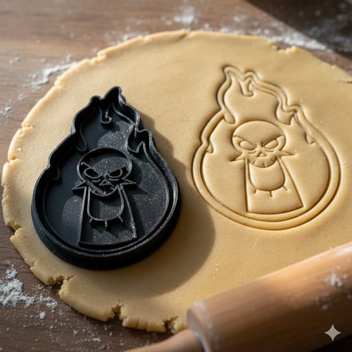 Emporte-piece crâne enflammé 8 cm - moule à biscuits artisanal