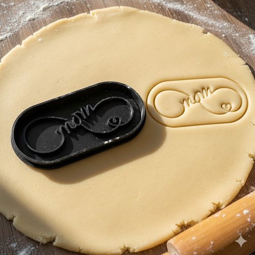 Emporte-piece fete des meres mom avec coeur - moule biscuit 8 cm