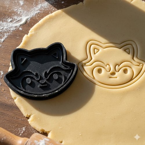 Emporte-piece raton laveur 8 cm - moule a biscuit artisanal noir