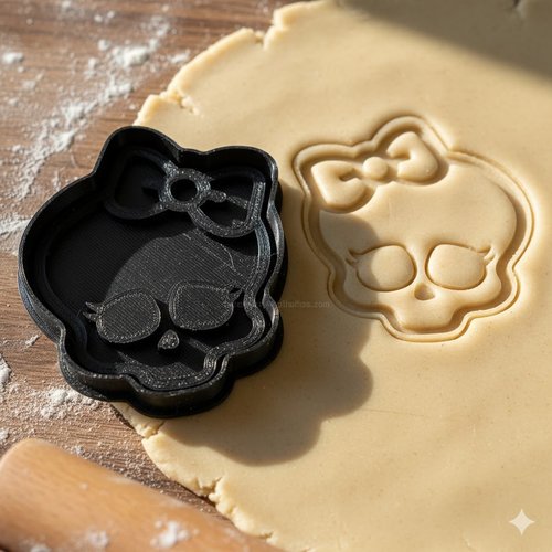 Emporte-pièce monster high crâne avec nœud - moule biscuit 8 cm