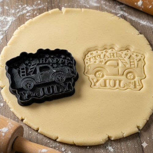 Emporte-piece 4 juillet camion et feu d artifice - happy 4th of july