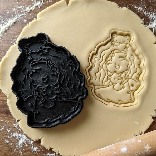 Emporte-piece fille aux oursons 8 cm - moule biscuit artisanal