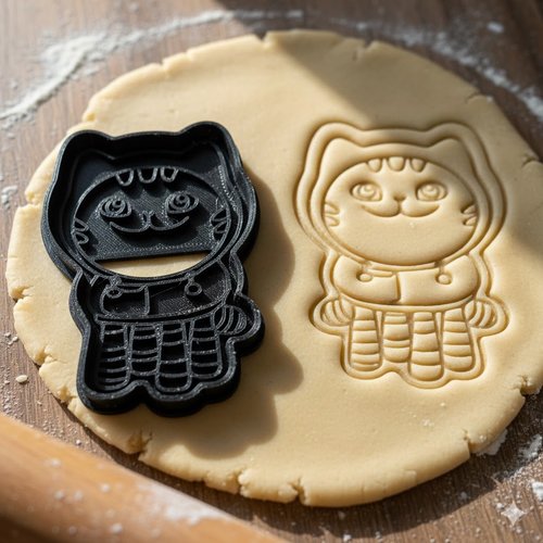 Emporte-piece chat kawaii 8cm - moule a biscuits artisanal noir