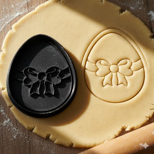 Emporte-piece oeuf de paques avec noeud 8 cm - moule biscuit artisanal