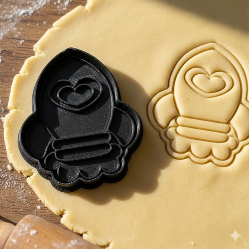 Emporte-piece fusée coeur 8 cm - moule biscuit pâtisserie artisanale
