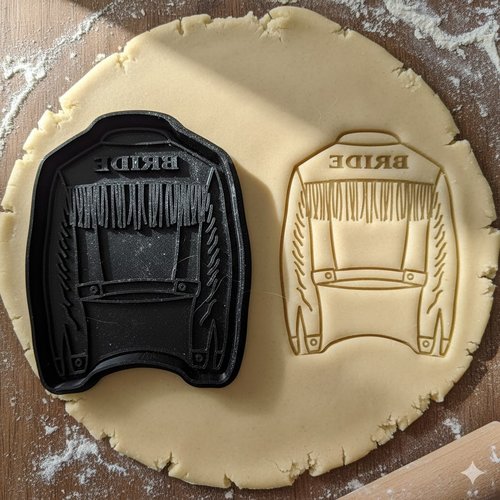 Emporte-pièce veste de mariée frangée - moule à biscuits bride 8 cm