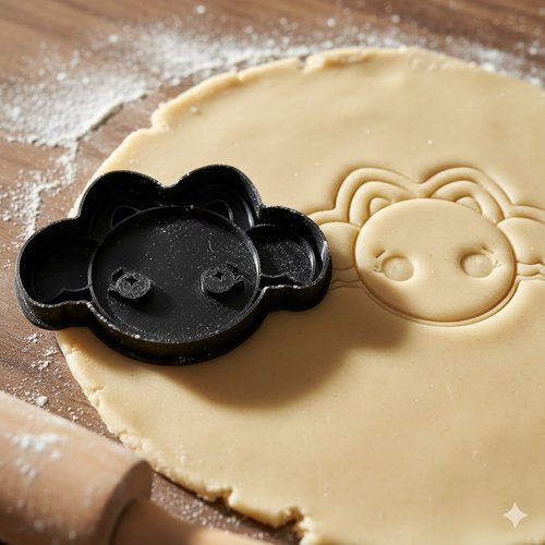 Emporte-piece artisanal visage kawaii 8 cm - moule a biscuits noir