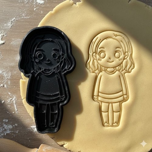Emporte-piece chibi petite fille 8cm - moule biscuits artisanal