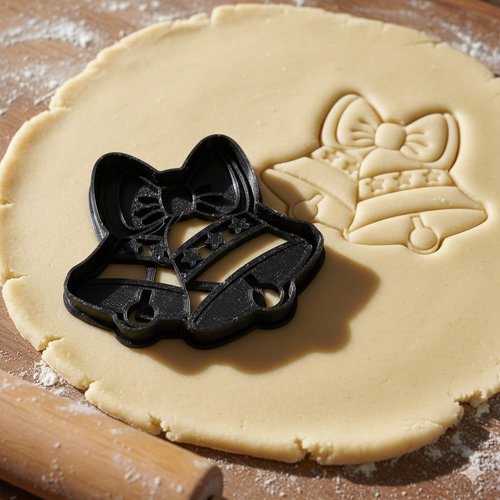 Emporte-pièce cloches de noël avec nœud - moule biscuit 8 cm