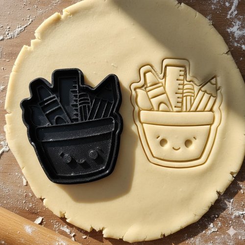 Emporte-piece pot a crayons kawaii 8 cm - moule biscuit scolaire