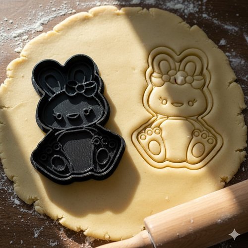 Emporte-piece lapin avec noeud 8 cm pour biscuits et pâte à sucre