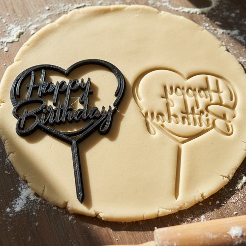 Emporte-pièce happy birthday coeur - moule à biscuit anniversaire