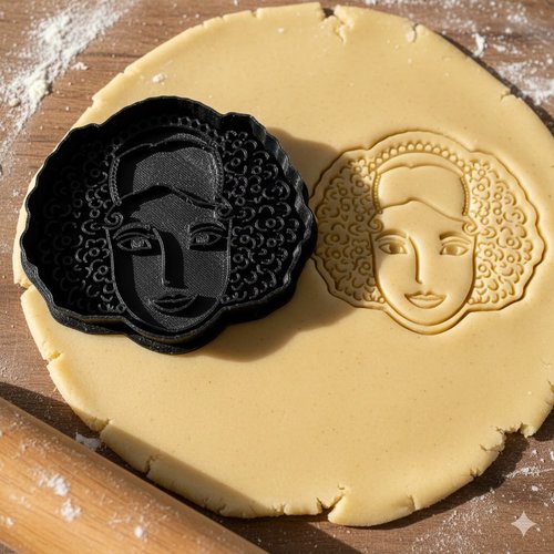 Emporte-piece visage femme artisanat - moule biscuit 8 cm noir