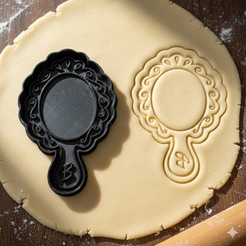 Emporte-piece miroir baroque 8 cm - moule a biscuit artisanal