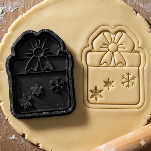 Emporte-pièce cadeau de noël avec flocons - moule à biscuit 8 cm