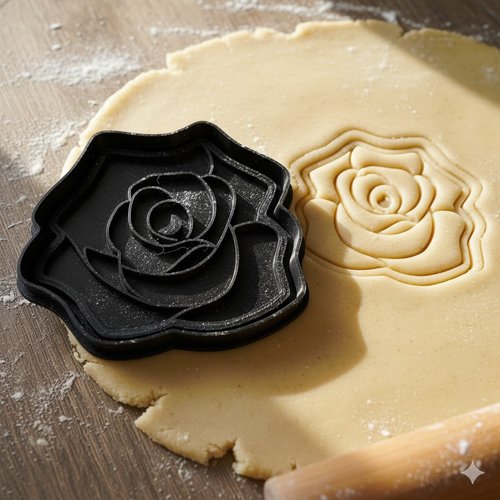 Emporte-pièce rose 8 cm - moule à biscuit artisanal noir