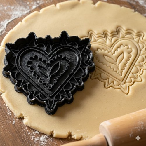 Emporte-piece coeur dentelle artisanal 8 cm - moule biscuit sablé