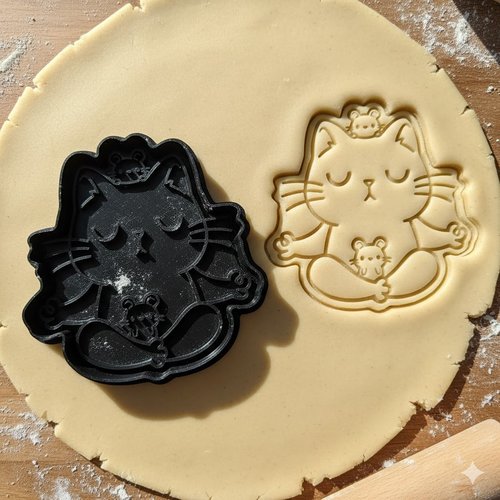 Emporte-piece chat yoga et souris 8 cm - moule patisserie artisanal