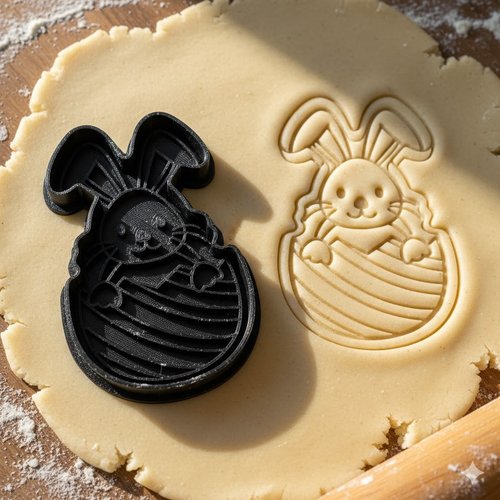 Emporte-piece lapin de paques dans son oeuf - moule artisanal 8 cm