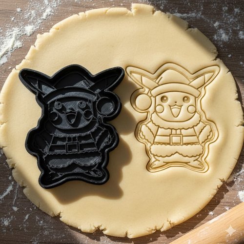 Emporte-piece pikachu noel - moule a biscuits artisanal 8 cm