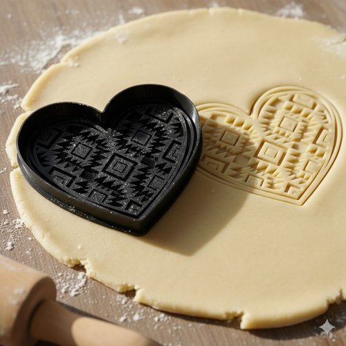 Emporte-pièce coeur motif géométrique 8cm - moule biscuits artisanal
