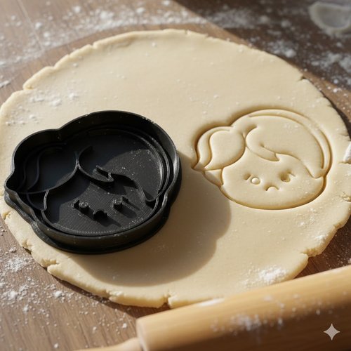 Emporte-pièce visage petite fille 8 cm - moule biscuit artisanal