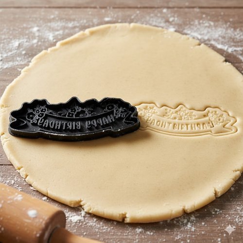 Emporte-pièce happy birthday avec ruban - moule à biscuits 8 cm