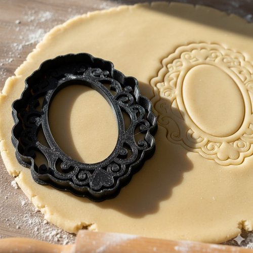 Emporte-piece biscuit cadre baroque ovale 8 cm - decoration patisserie