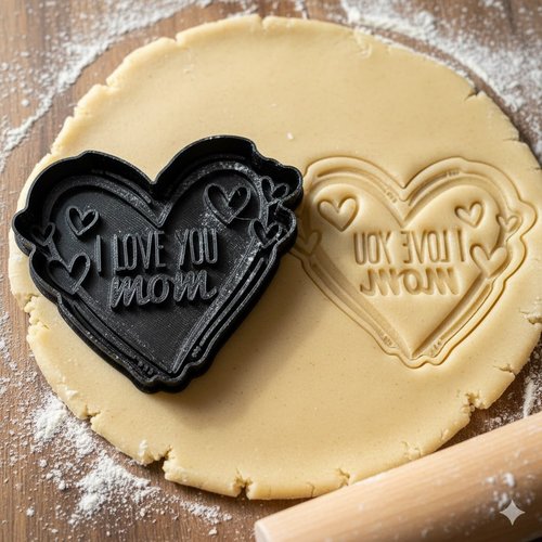 Emporte-piece coeur i love you mom - moule biscuit fete des meres