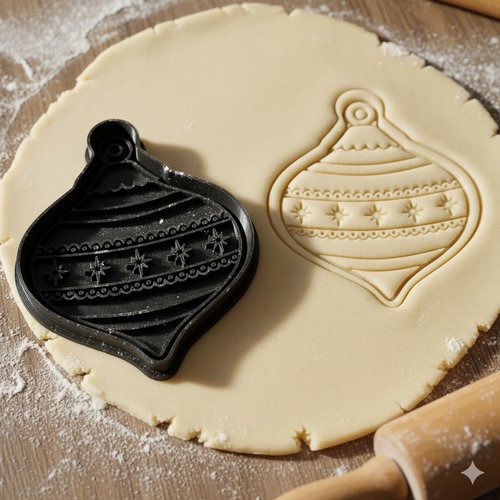 Emporte-piece boule de noel artisanale - moule a biscuit 8 cm