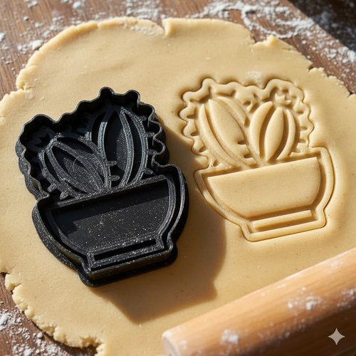 Emporte-piece cactus en pot 8 cm - moule biscuit pâtisserie