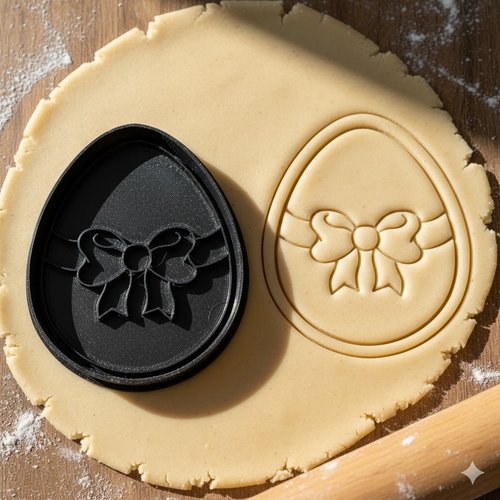 Emporte-piece oeuf de paques avec noeud 8 cm - moule biscuit artisanal