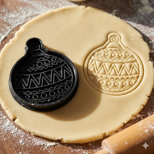 Emporte-piece boule de noel artisanale - moule a biscuits 8 cm