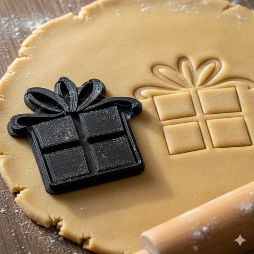 Emporte-pièce cadeau avec nœud 8 cm - moule biscuits et pâte à sucre