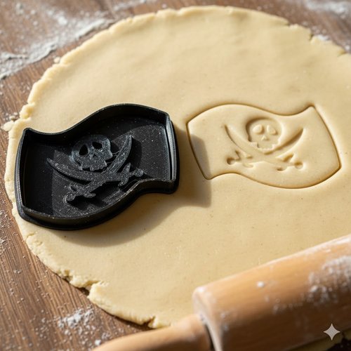 Emporte-piece drapeau pirate - moule a biscuits artisanal 8 cm