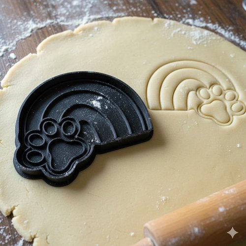 Emporte-piece arc-en-ciel et patte de chien 8 cm - pâtisserie artisanale