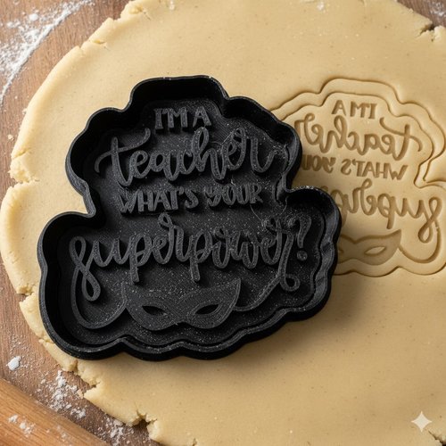 Emporte-pièce enseignant super-héros - moule biscuits prof 8 cm