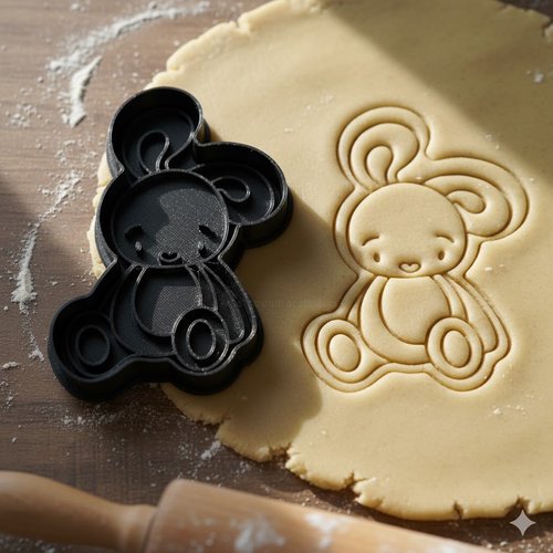 Emporte-piece lapin kawaii 8 cm - moule biscuit artisanal noir