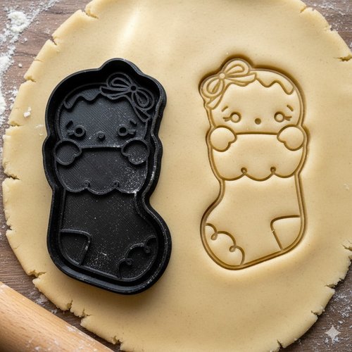 Emporte-piece chaussette de noel bébé - moule biscuit 8 cm