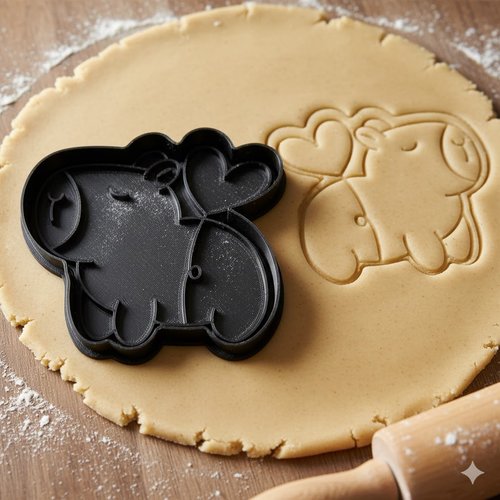 Emporte-piece capybara avec coeurs 8 cm - moule biscuit artisanal
