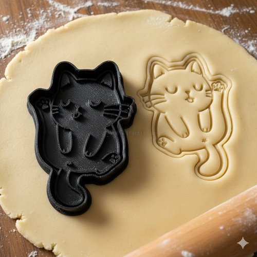 Emporte-pièce chat kawaii 8 cm - moule à biscuit artisanal noir