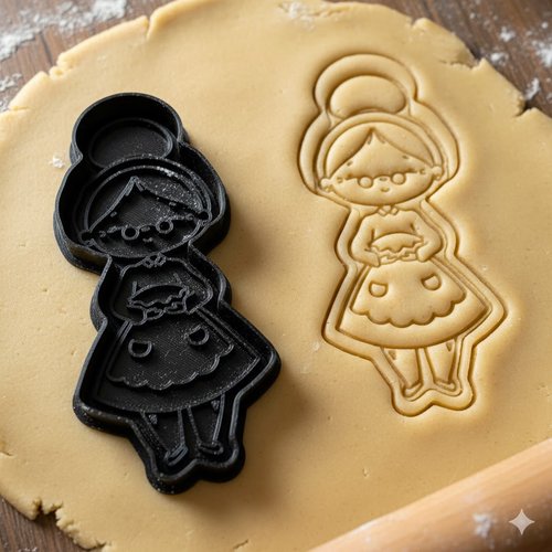 Emporte-piece mamie patissiere 8cm - moule biscuits artisanal noir