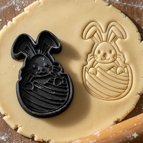 Emporte-piece lapin de paques dans son oeuf - 8 cm - artisanal