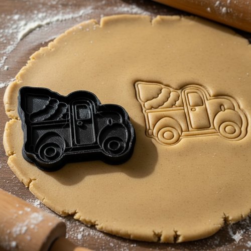 Emporte-piece camion de noel avec sapin 8 cm - moule biscuit artisanal