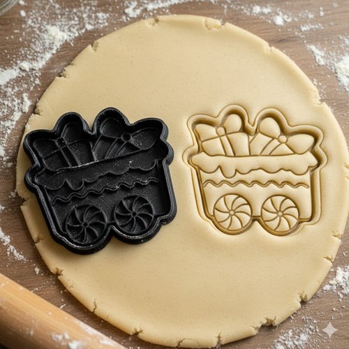 Emporte-piece train de noel avec cadeaux - moule biscuits 8 cm